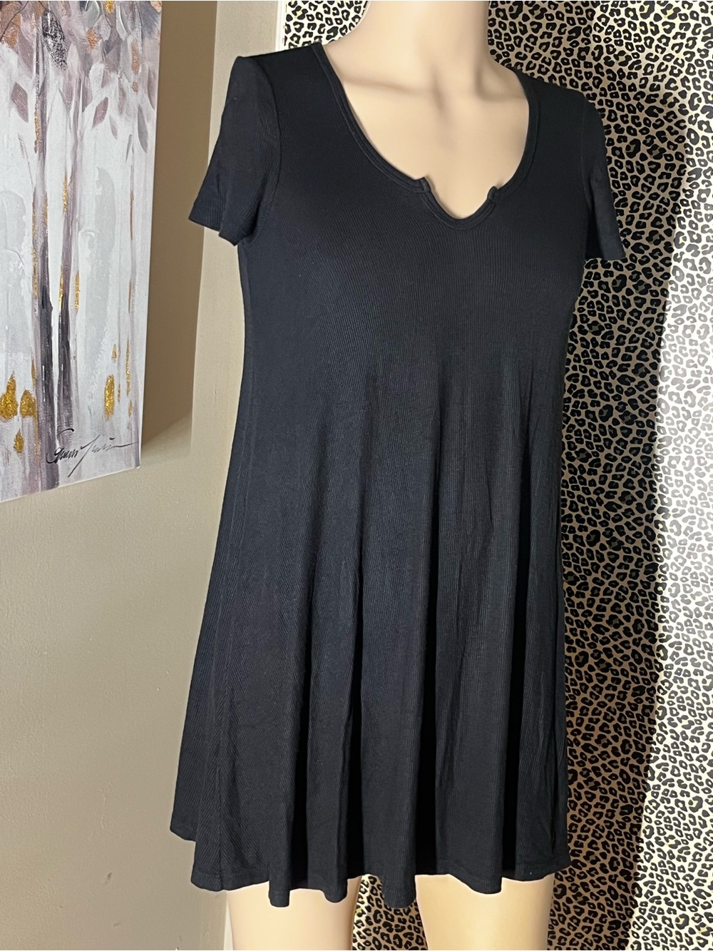 American Apparel Black Ribbed Beach Cover Up Dress XS